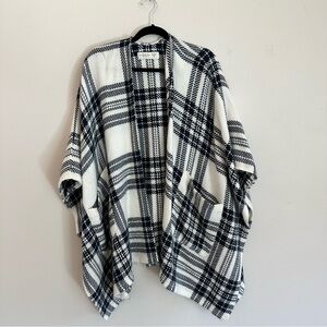 Abercrombie & Fitch Plaid Open Front Poncho Shawl Wrap One Size Cozy Fall Layer